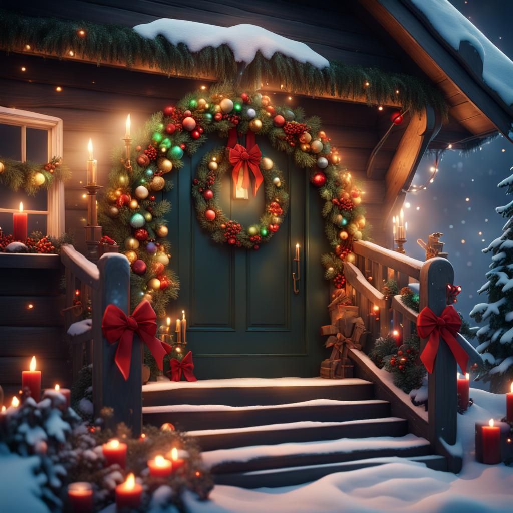 Festive Christmas Sleigh Scene in Detailed Matte Painting