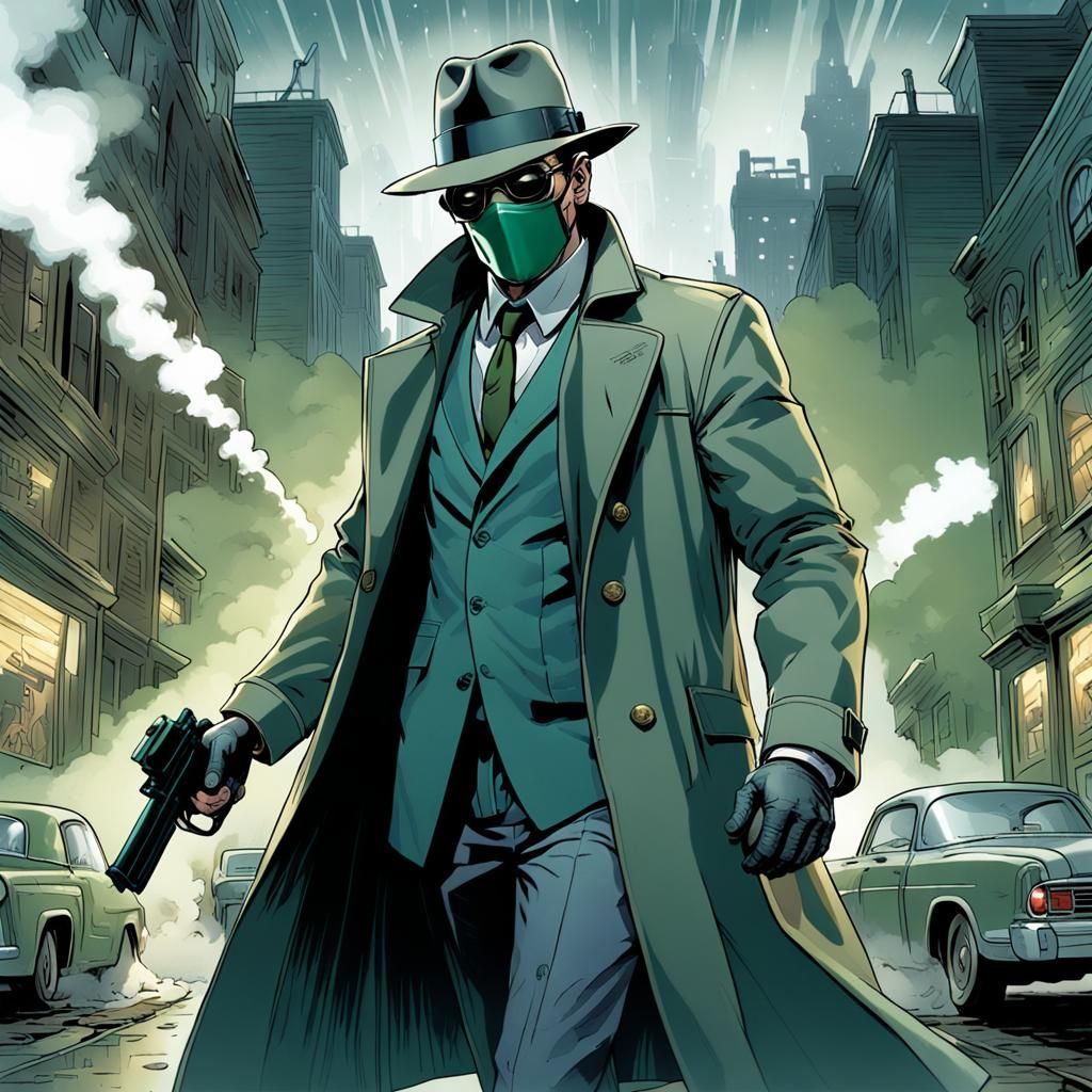 Comic Book Art: Man with Fog Gun