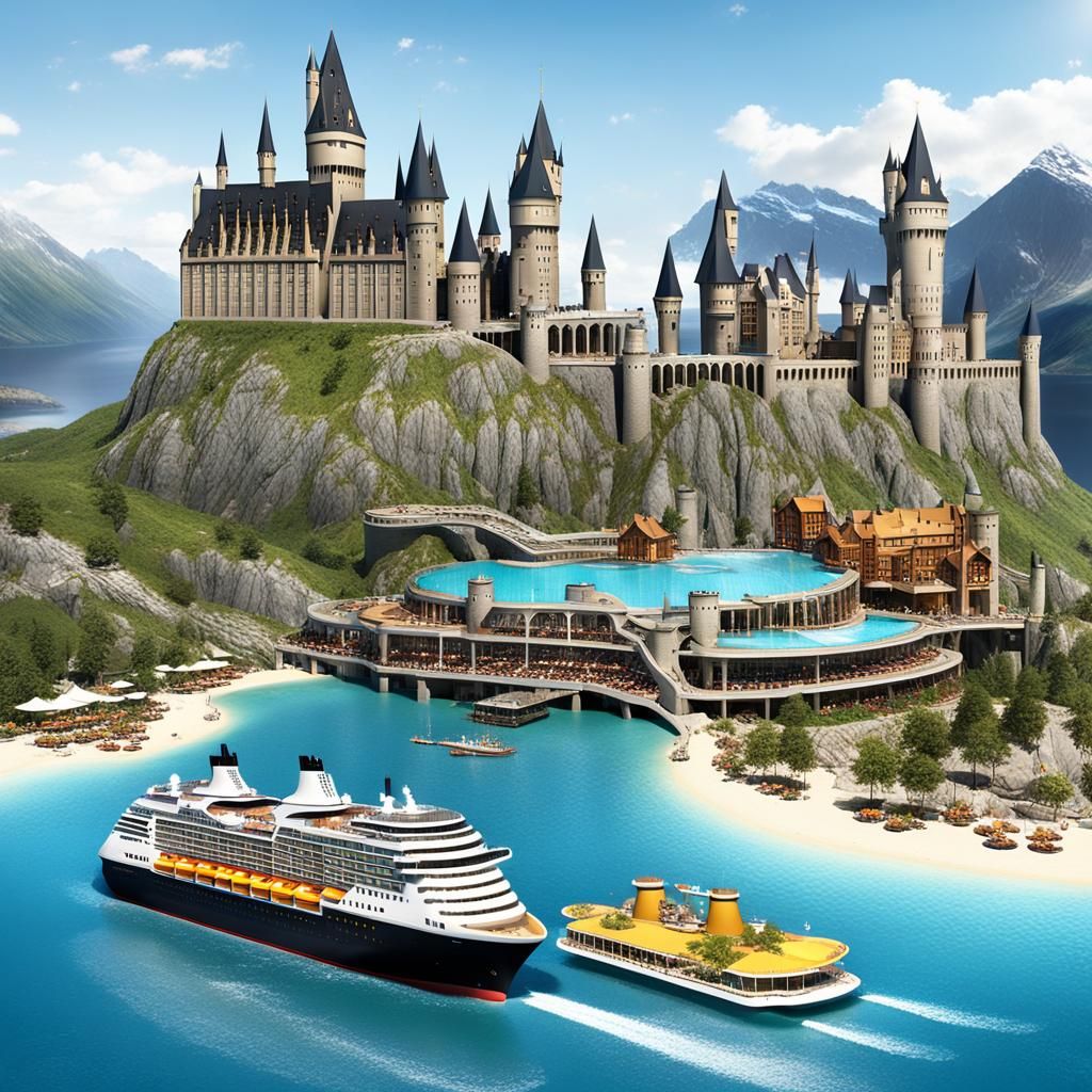Hogwarts Cruise Ship with Slides and Attractions