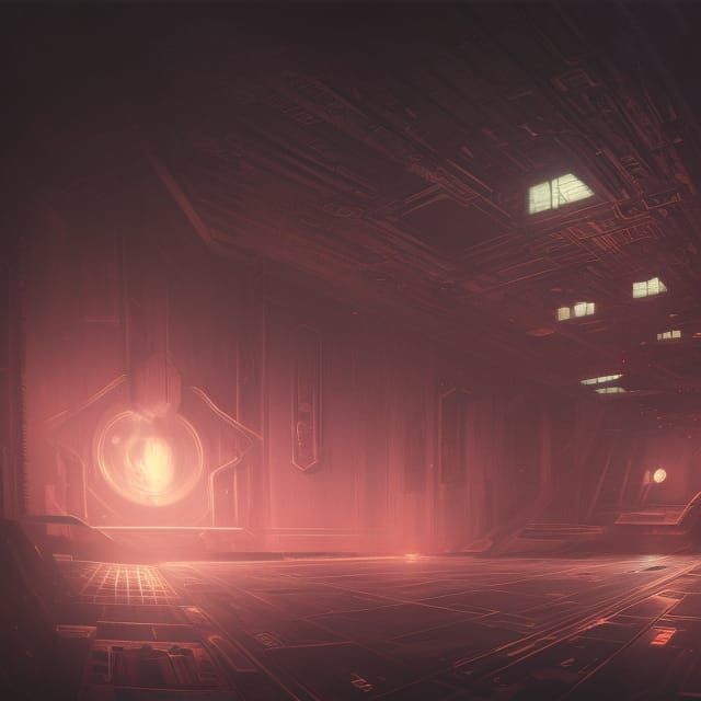 Sinister Spaceship Deck in Horror Style