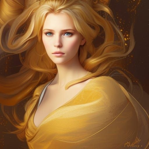 Ethereal Portrait: Princess and Maid in Golden Magic