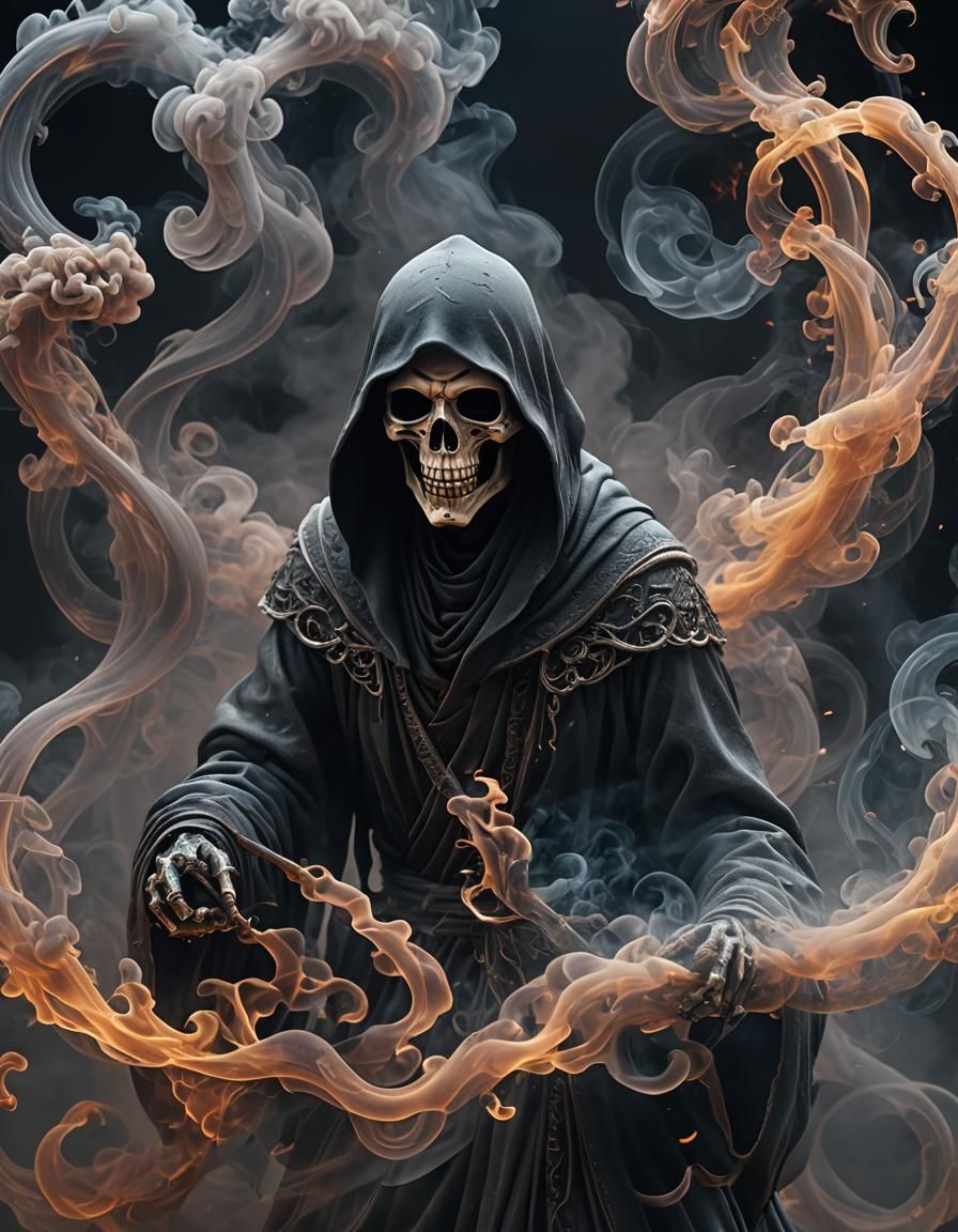 Eerie Smoke Grim Reaper in Detailed 3D Render