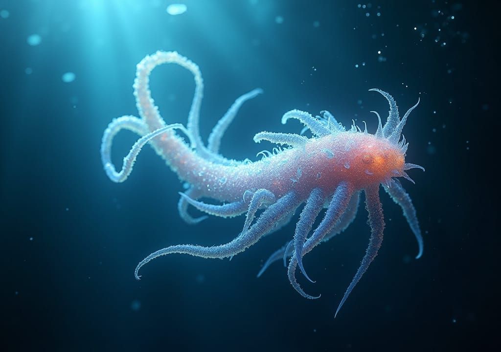 Iridescent Underwater Creature in Biomechanical Style