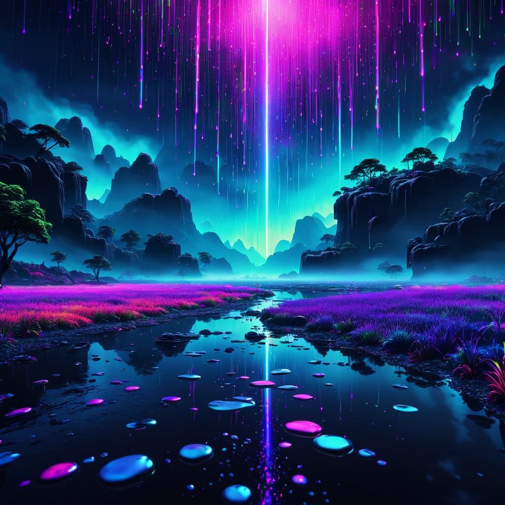 Psychedelic Alkaline Rain in Abstract Expressionism