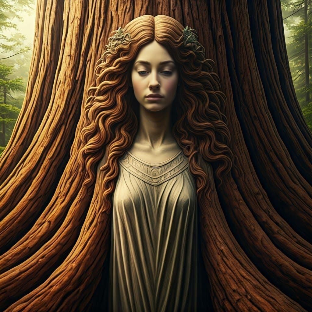 Detailed Matte Painting of Redwood Carving