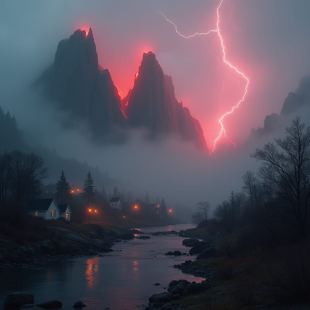 Mystical Newfoundland Town Awakens with Crimson Rock Spires