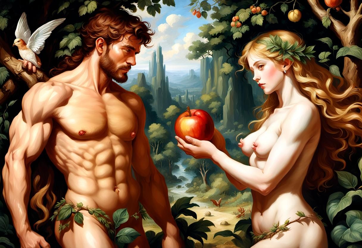Adam and Eve in Baroque Painting Style