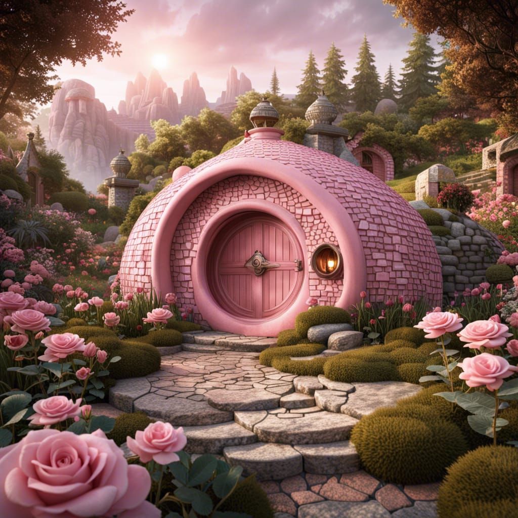 Rosey pink hobbit house