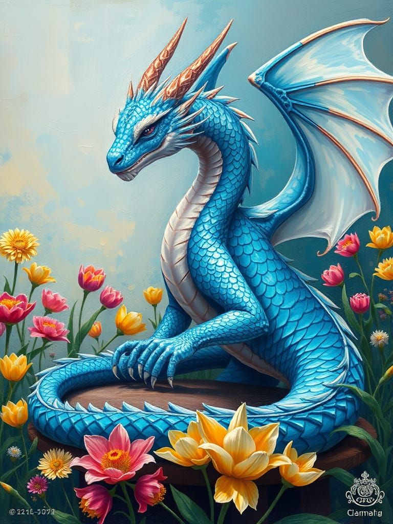 Ethereal Blue Dragon in Dramatic Light