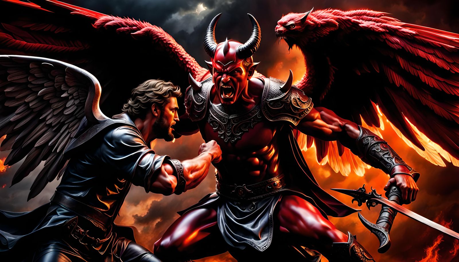 Epic Battle: Angel and Devil Over a Man