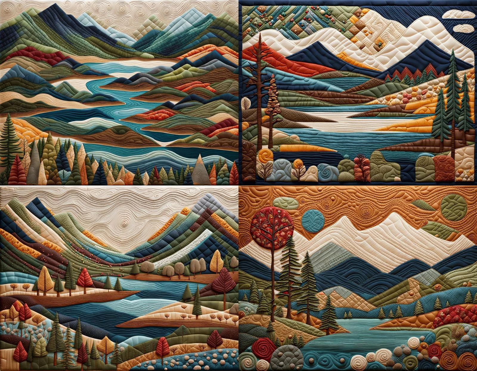 Tactile Nature Scene with Mountains and Lakes