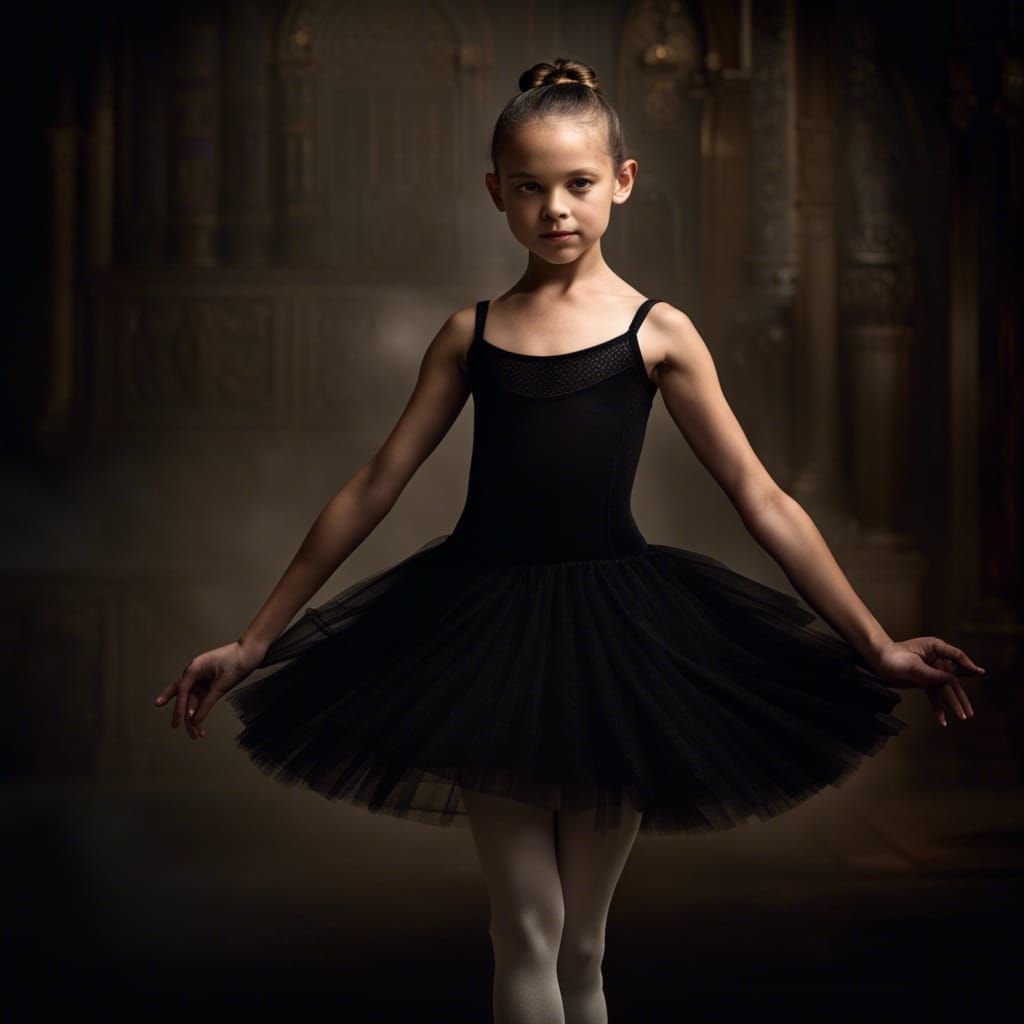 Hyperrealistic Ballerina in Black Dress
