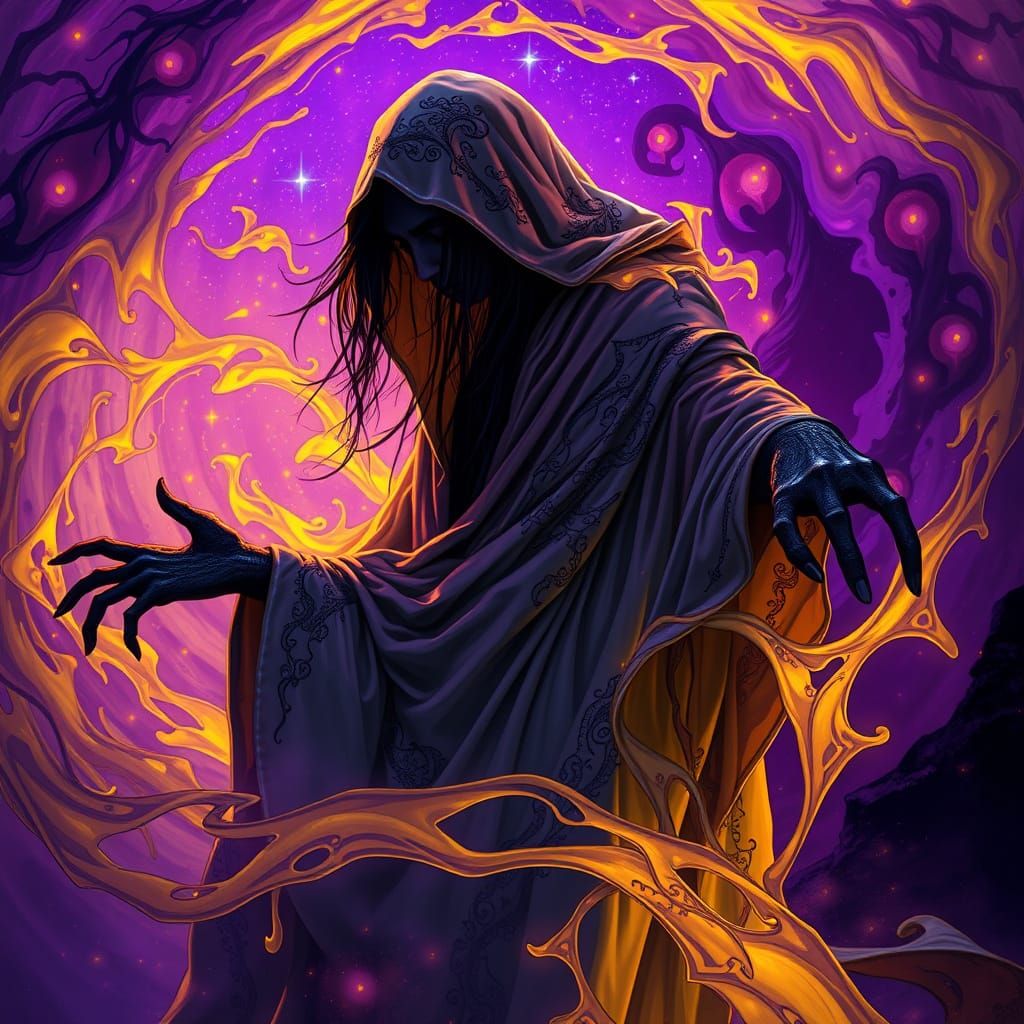 The Haunter of the Dark weirdcore/fantasy art Psychedelic Art Nouveau Fantastism