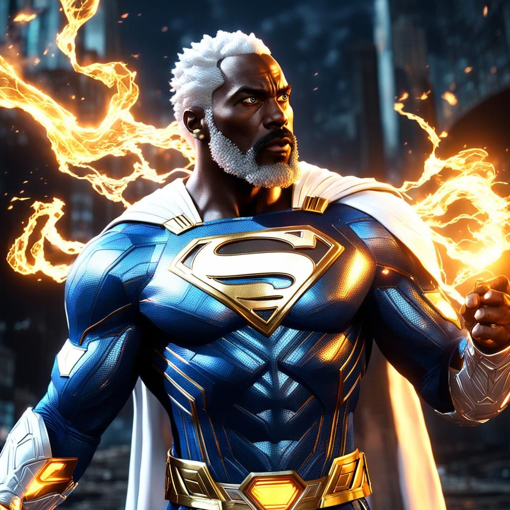 Black Superman with Fiery Cape: 3D Game Art