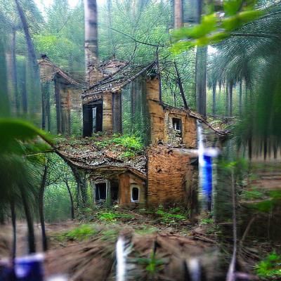 Solitary Abandoned House Deep in Overgrown Forest