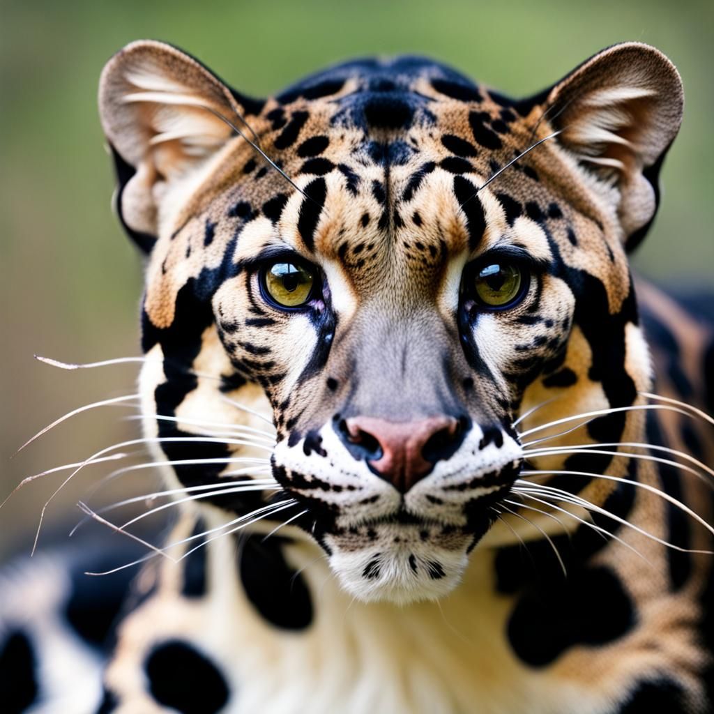 Clouded Leopard Portrait: Close-Up View