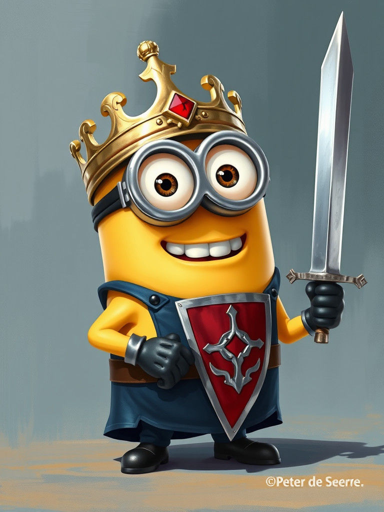 Minion as King Arthur in Cartoon Style