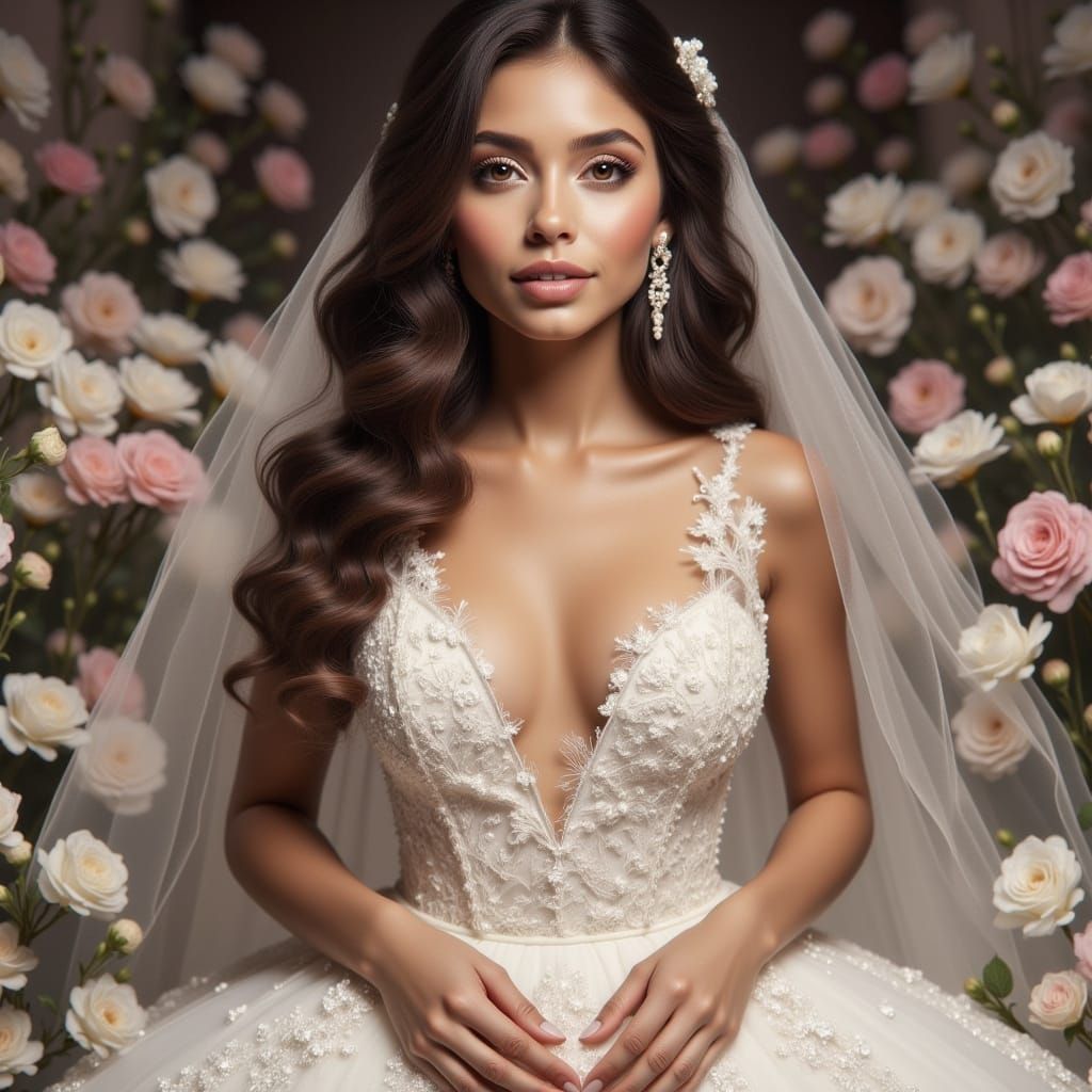 Ariana Grande in White Princess Wedding Dress