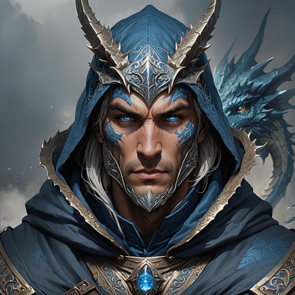 Dragonborn Portrait with Silver Dragon Ancestry