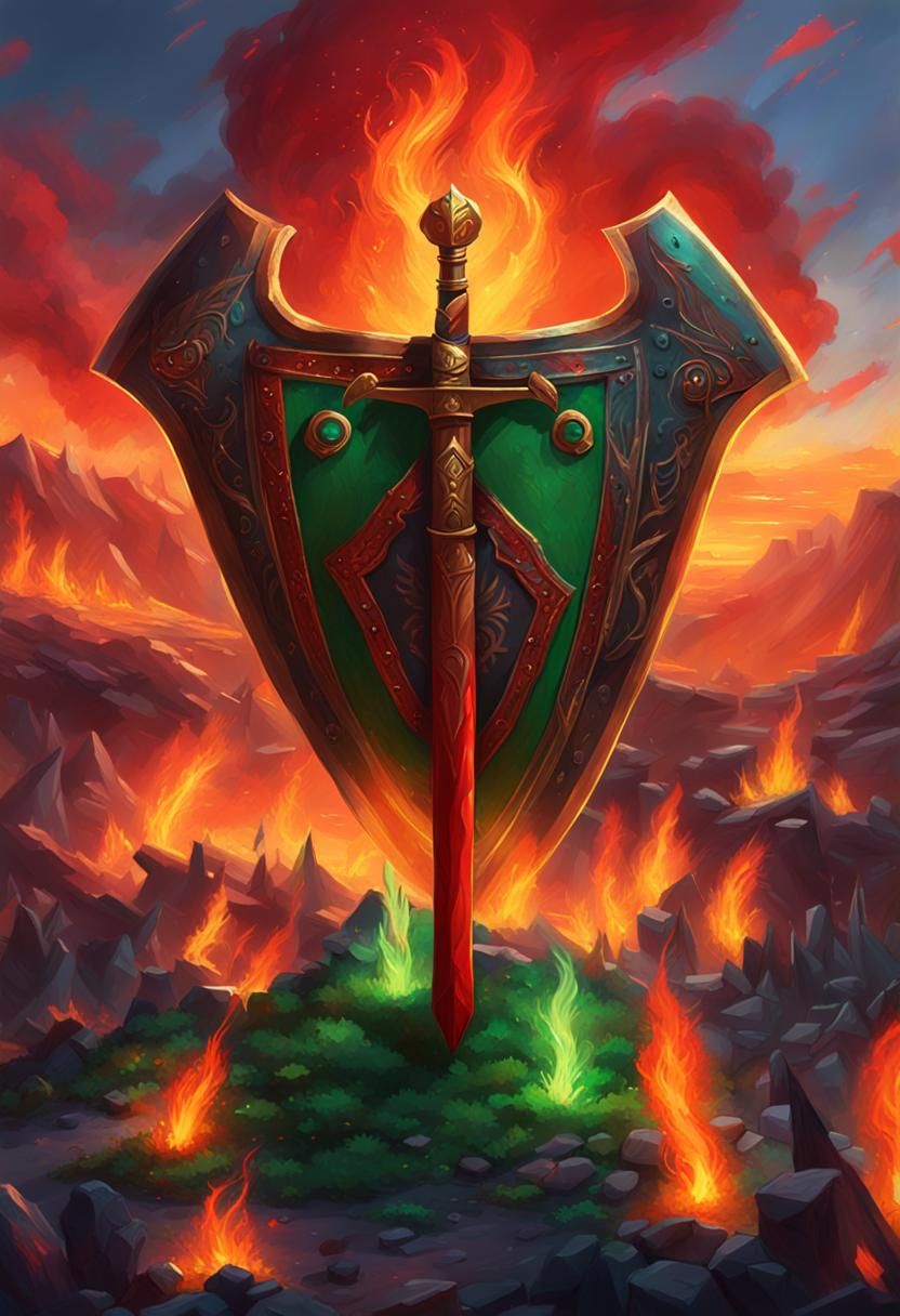 Prince with Fire Axes: Fantasy Oil Painting