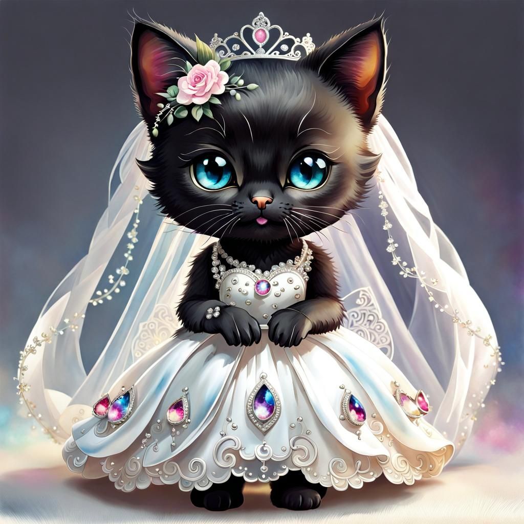 Cute kitten dressed for the big day