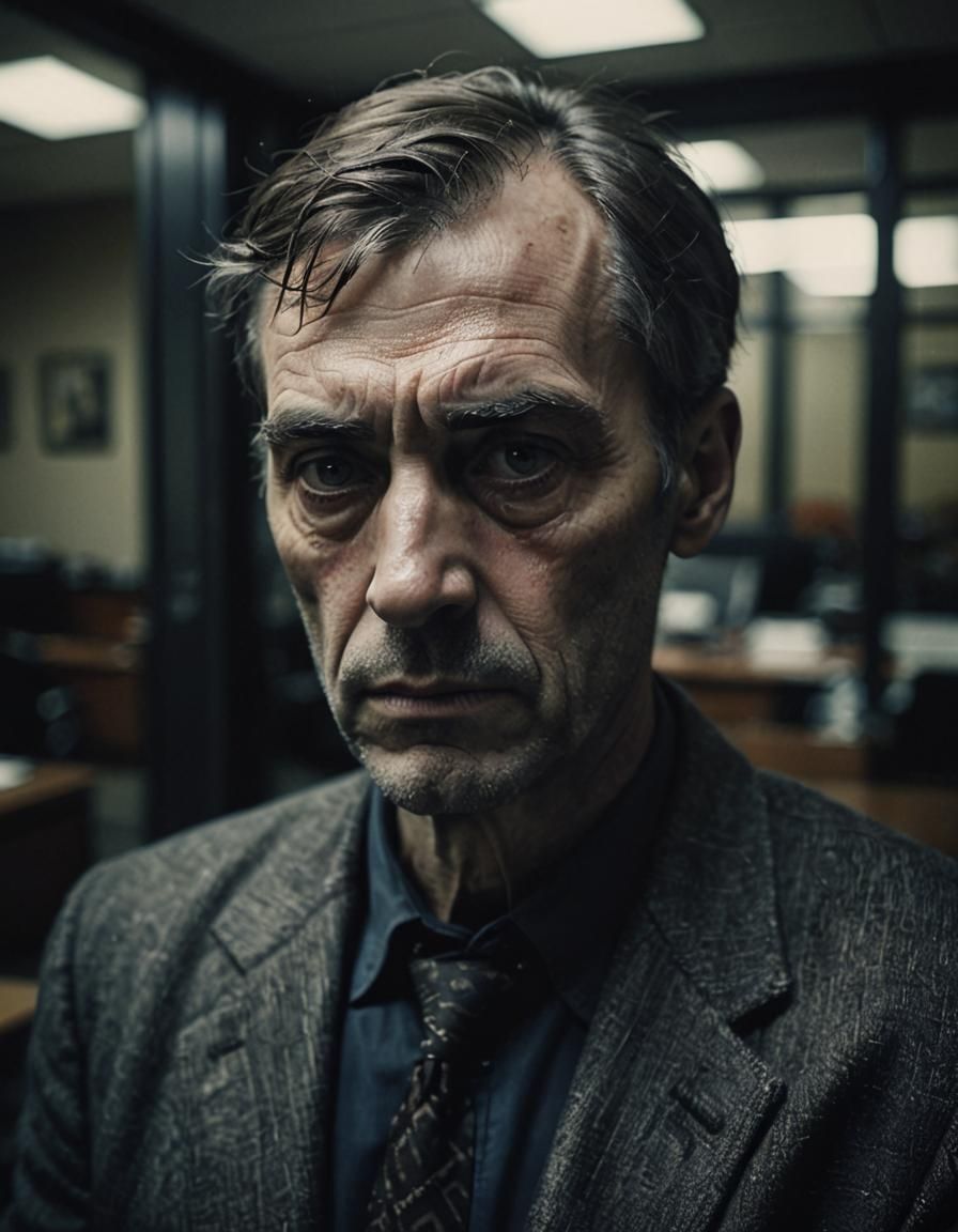 Surreal Portrait: Man and Office Double Exposure