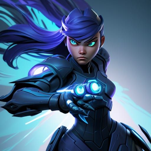 Cool Female Video Game Character in Striking Sci-Fi Art