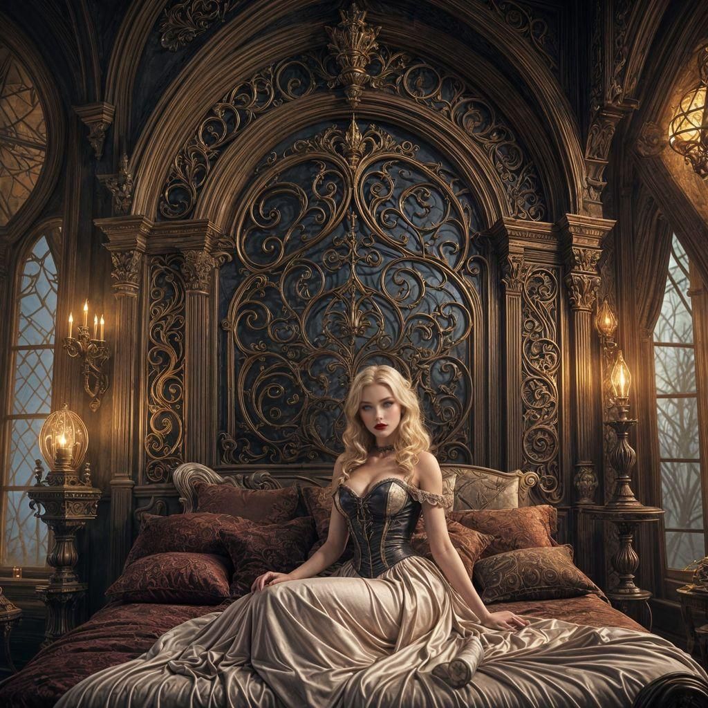 Majestic Vampire Pinup in Enchanted, Dark Fantasy Realm