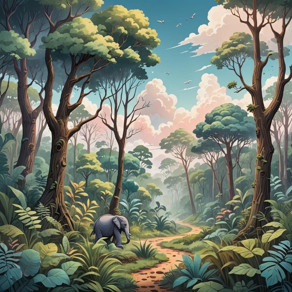 Dreamy Forest Adventure in Soft Pastels