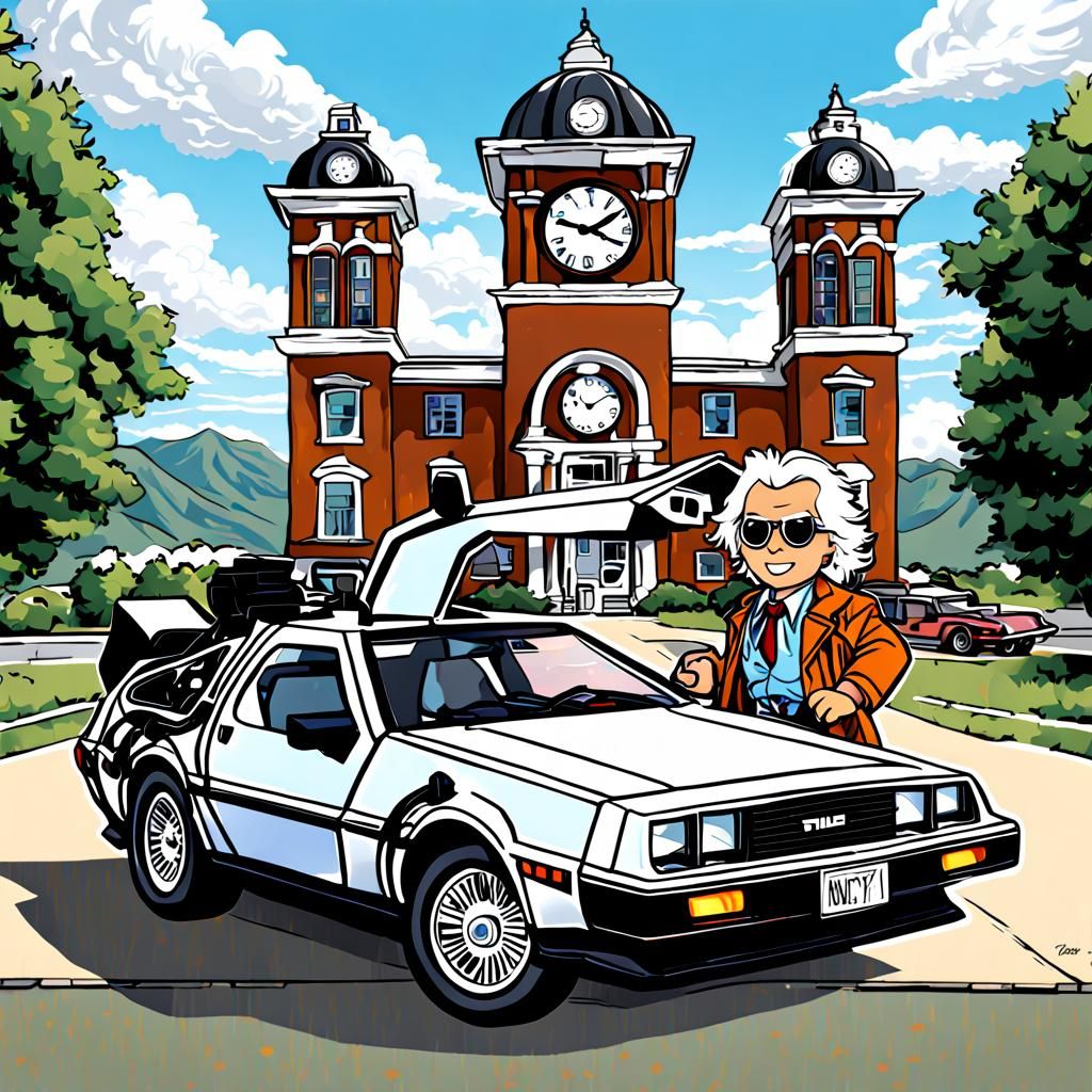 Chibi Doc and Marty at Clock Tower