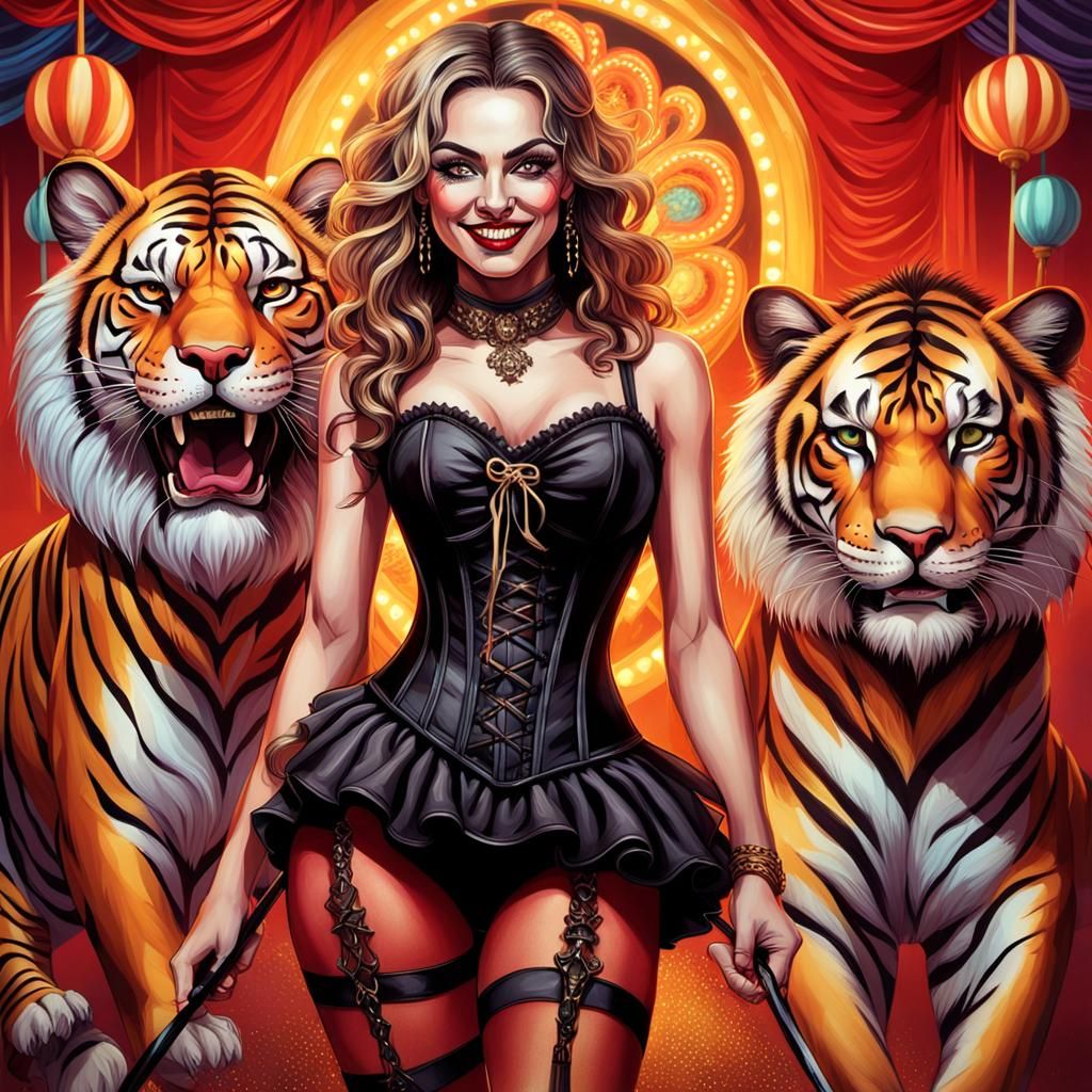 Ringmaster With Whip in Carnival, Trending Art