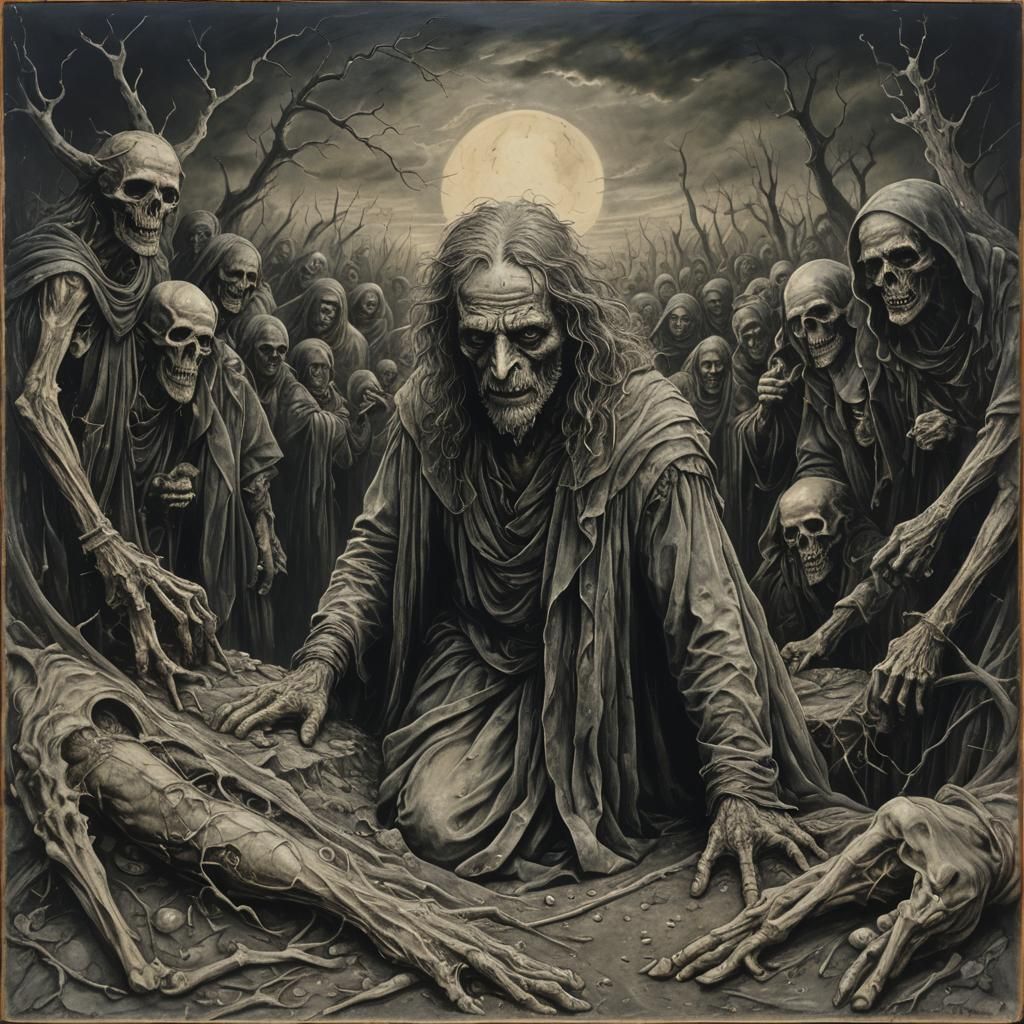 Encaustic Chalk Drawing: Forgotten Past