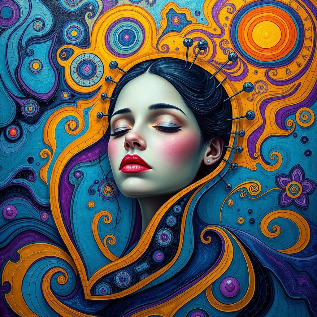 Neurographic Therapy Session in a Kaleidoscopic Landscape