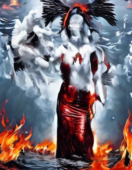 Detailed Demon in Lake of Fire