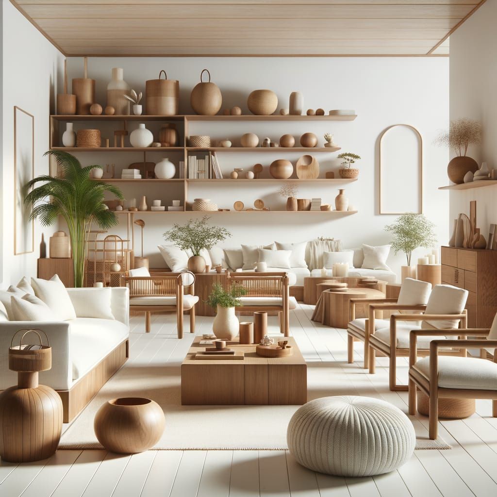 Minimalist White and Wood Living Room Design