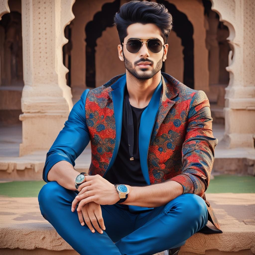 Handsome Boy in Punjabi Dress and Sunglasses