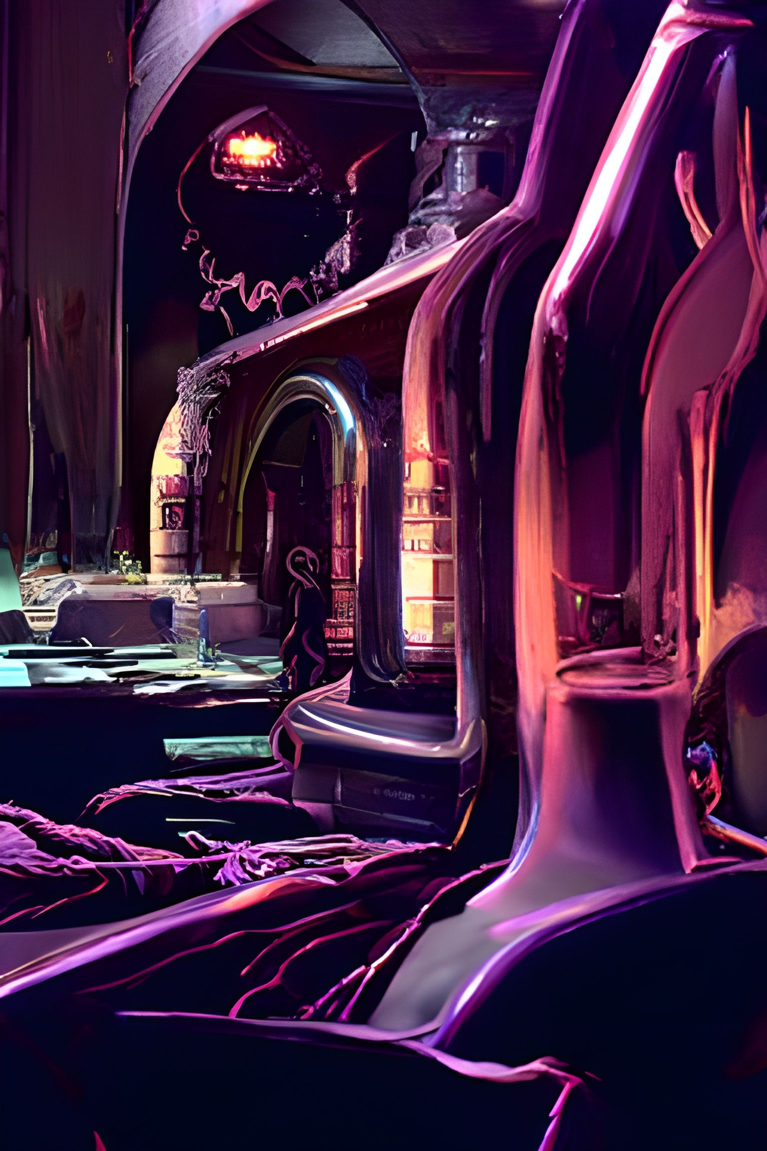 Haunted House with Skull Ornaments in Film Noir Style