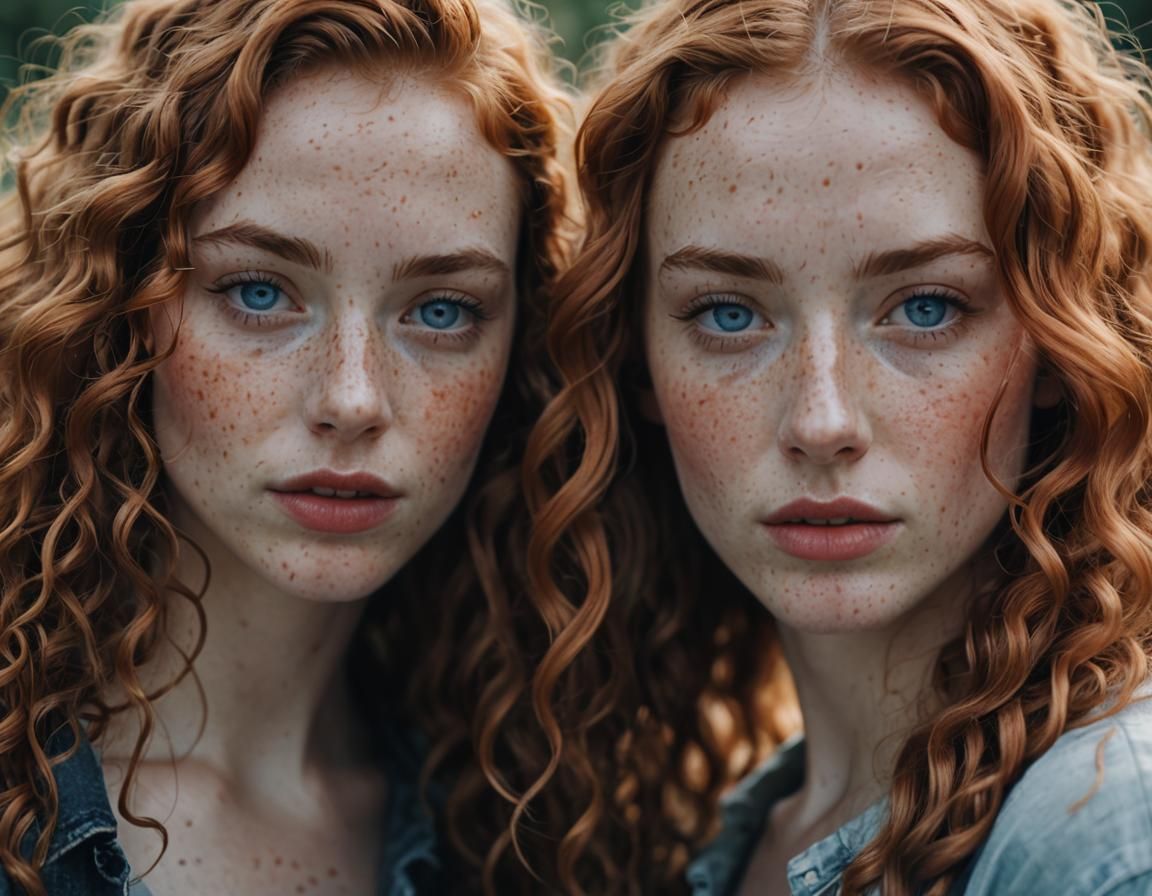 Two Young Women Portrait in Wes Anderson Style