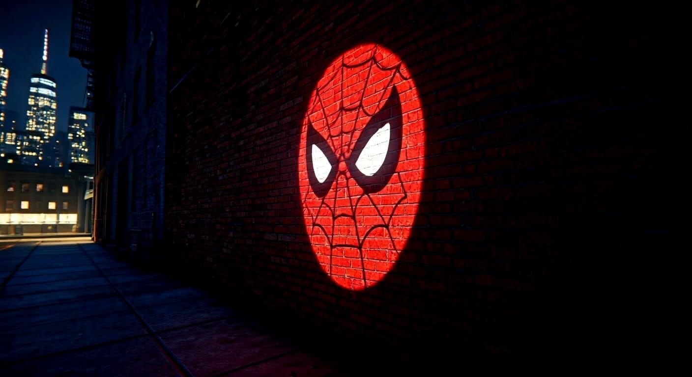 Spiderman Logo on Brick Wall in Unreal Engine 5