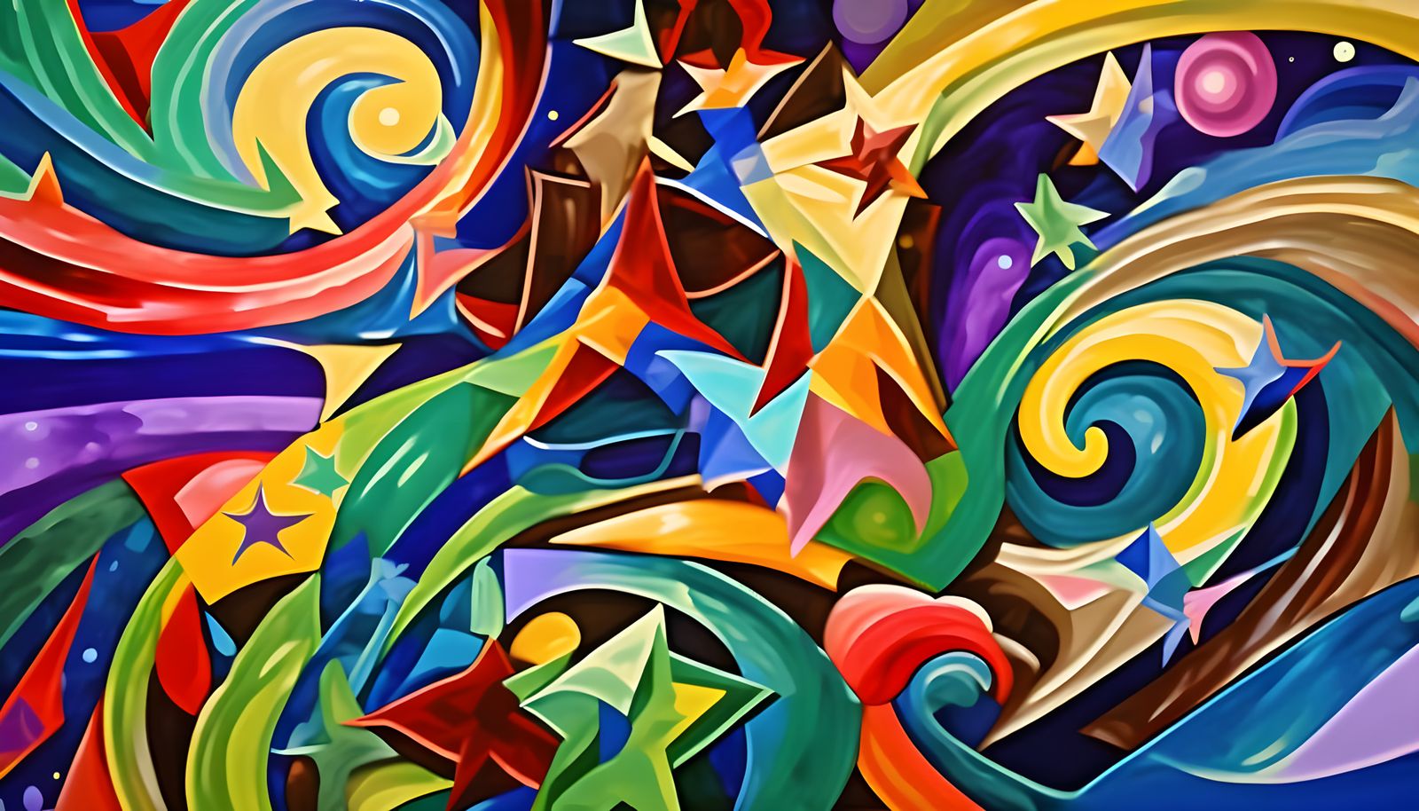 Vibrant Impasto Oil Painting of Cosmic Paint Swirls