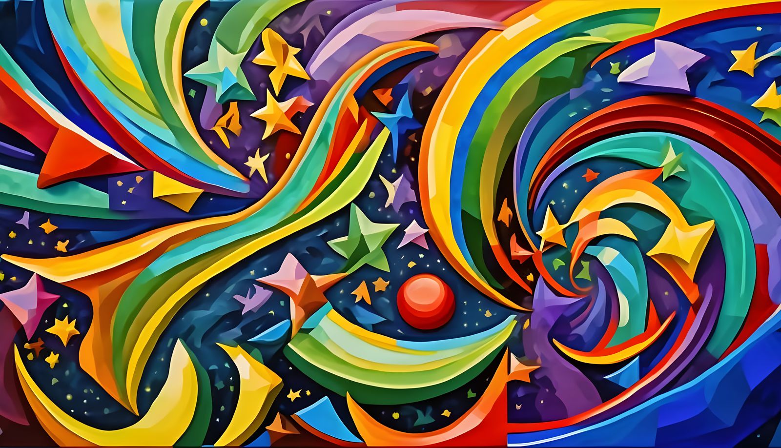 Vast Cosmic Paint Swirls with Stars