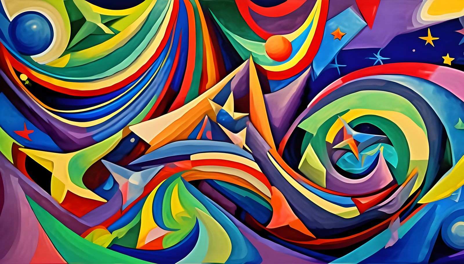 Cosmic Paint Swirls with Vibrant Stars