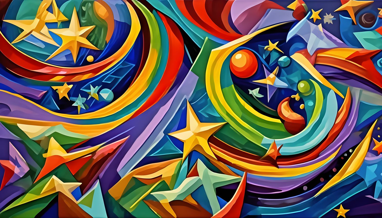 Vibrant Cosmic Paint Swirls in Impasto Oil Style