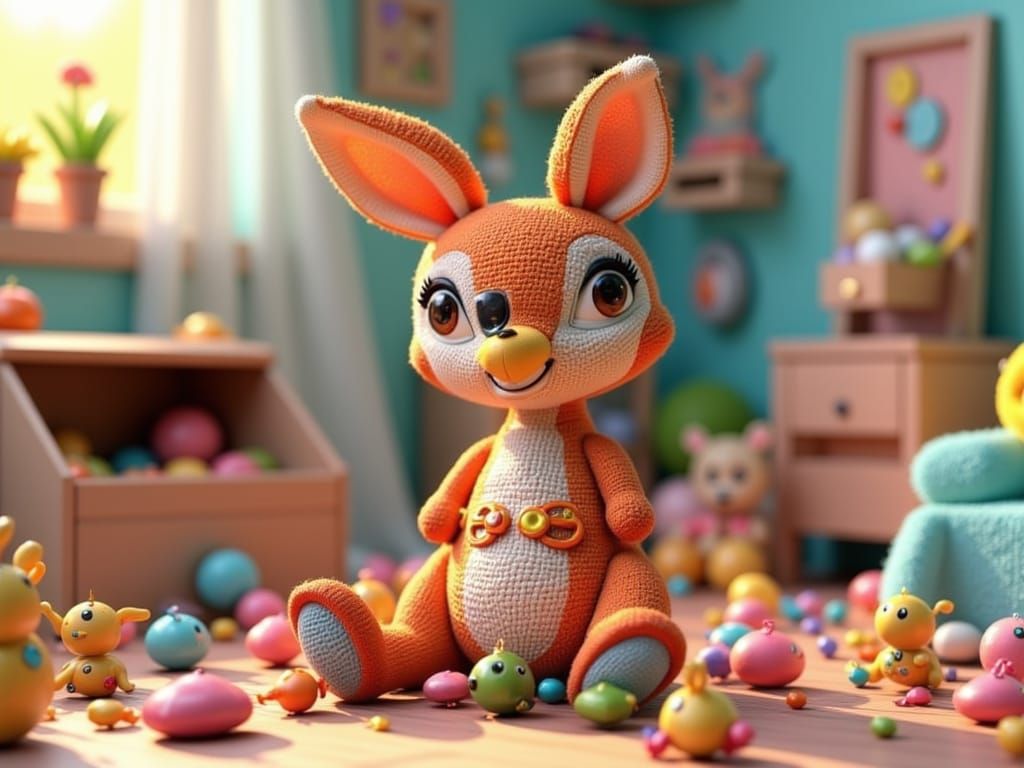 Beaded Toy Kangaroo in 3D Anime Style