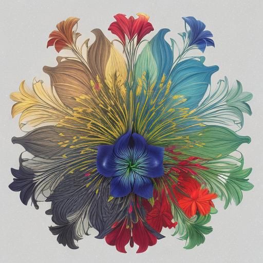 Colorful Kaleidoscope of Lilies, Orchids and Faces