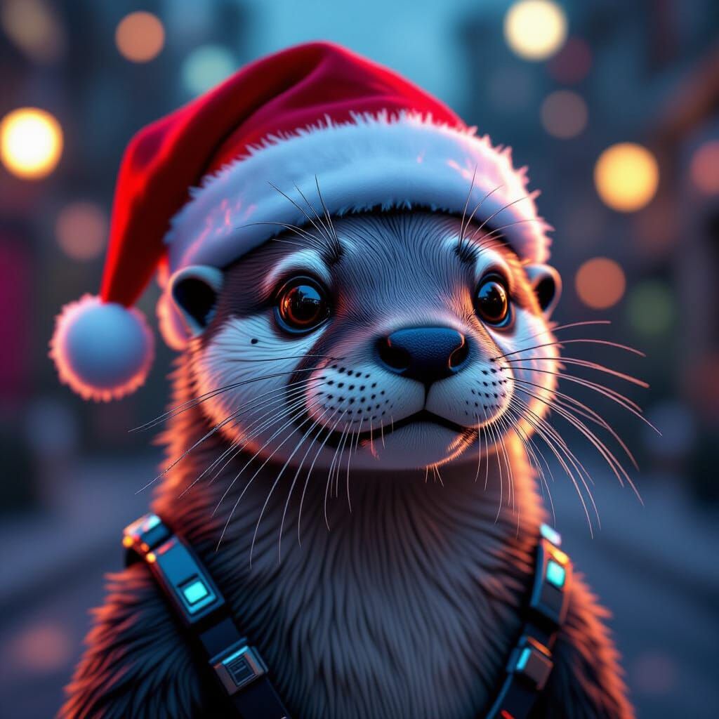 Cybernetic Otter in Jazzy Maximalist Style