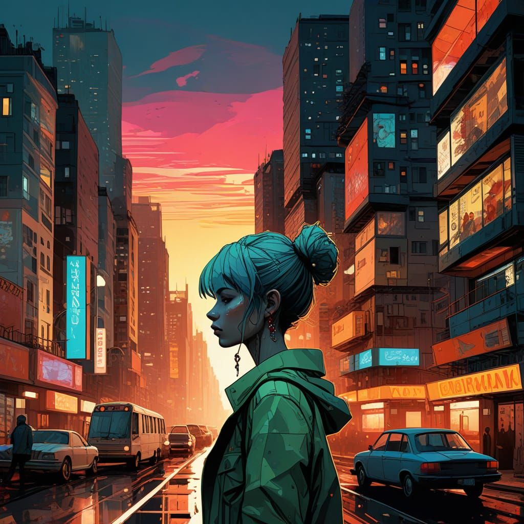 Neon Dreamscape in Maximalist Oil Painting Style