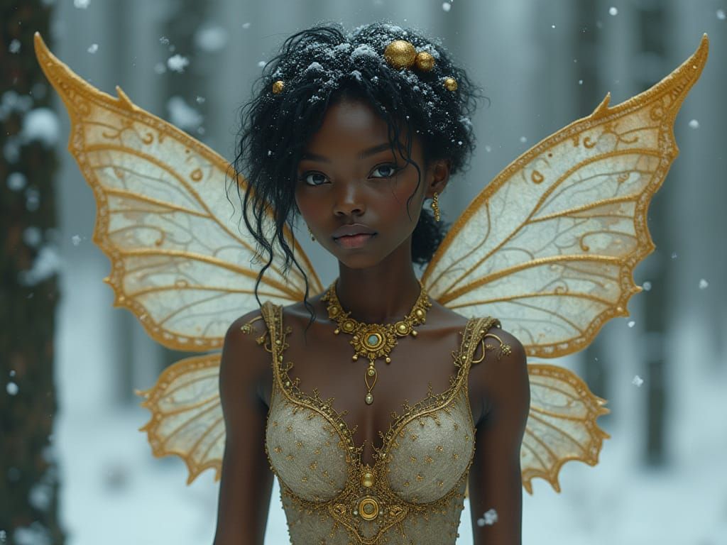 Winter Fairy with Golden Jewelry