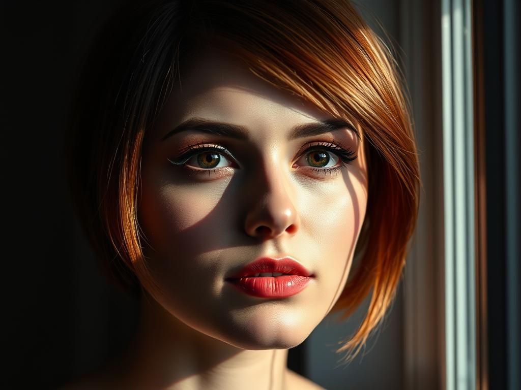 Hyperdetailed Portrait of a Woman Watching Rain