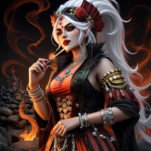 Monstrous Kali/Durga/Vampire in Hyperrealistic Digital Art